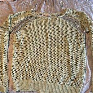 Jennifer Lopez Silver and Green Crew Neck Sweater